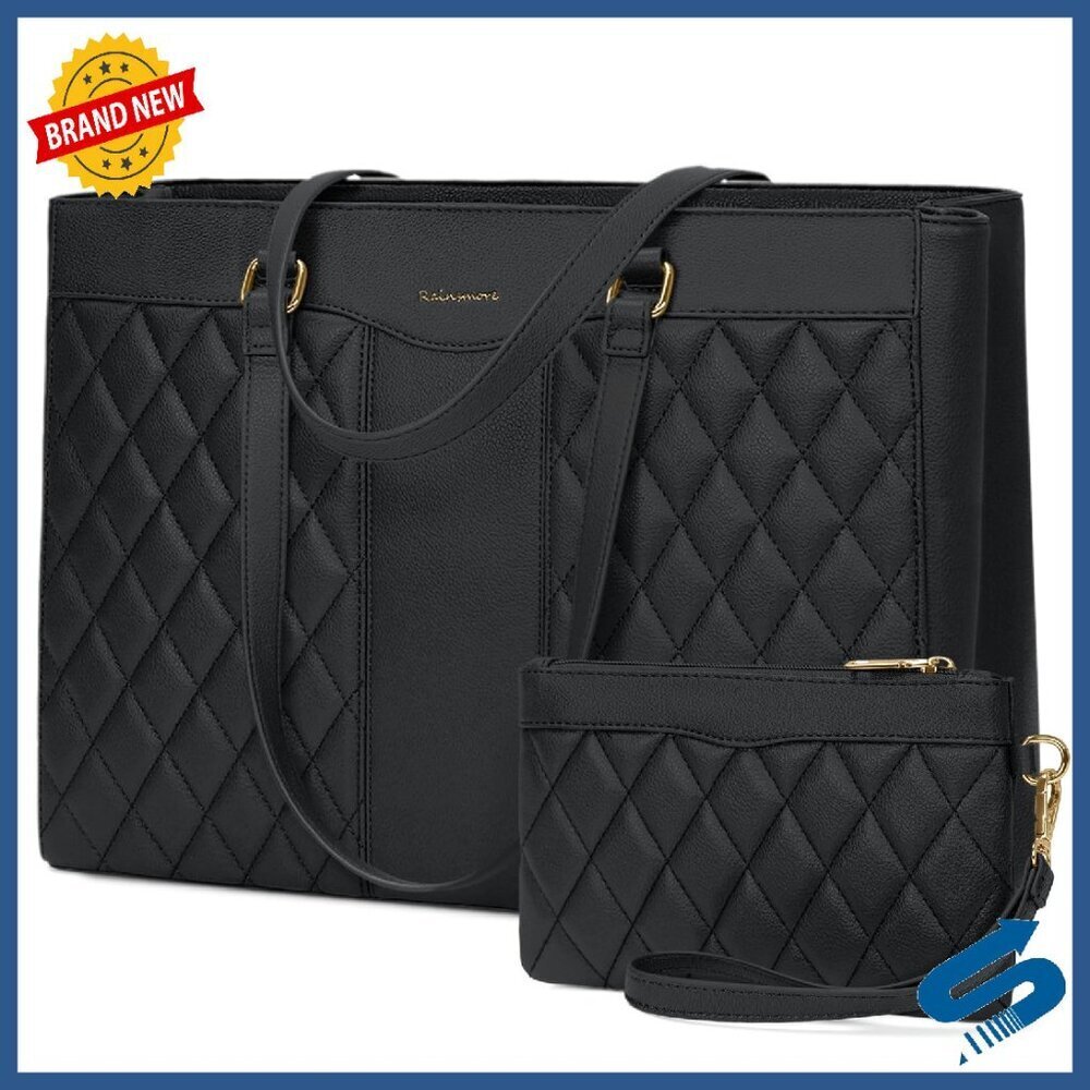 15.6 Inch Laptop Tote Bag Professional Work Purse Waterproof Leather